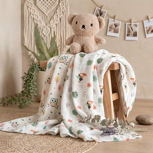 Image of Blushbaby Premium Muslin Swaddle Wrap for Newborn Baby Pack of 2 | 120 GSM, 100x100 cm | Ultra Soft Breathable Malmal Baby Swaddle Blanket, Lightweight Baby Wrap, Blanket for Infants