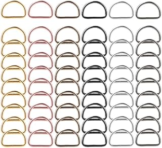 Yolev 60 Pieces Metal D Rings D-Shape Buckle Clips Mixed Color D-Rings for Purse Keychains Dog Leash Hand DIY Accessories
