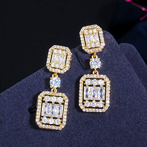 Boucles d'oreilles zirconia jaunes 18K bijoux de mariage