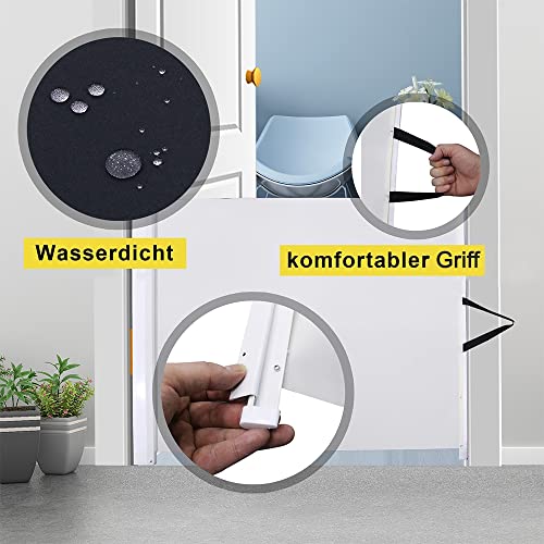 Melko Türschutzgitter Treppenschutzgitter Absperrgitter - ver. Farben - Ausziehbar - für Kinder Hunde Babys Welpen und andere Haustiere - Einrollbar Treppengitter Hundebarrieren Treppenschutzrollo