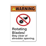 Warning Rotating Blades! Stay Clear Of Shredder Opening. LABEL DECAL STICKER Sticks to Any Surface 9x12 In