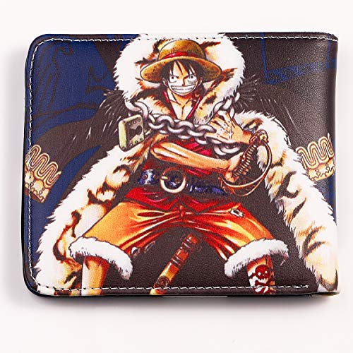 G-Ahora Men Boy One Piece Leather Wallet Anime Purse Credit Card Holder With One Piece Luffy Lanyard (One Piece A) #TOP6