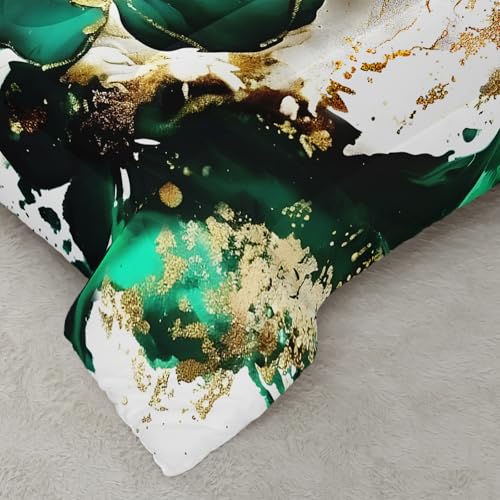 Image of AILONEN Marble Bedding Set Twin Size,Gold Green Floral Comforter Set,Marble Comforter Sets for Kids Girls,Luxury Lightweight Duvet Set 3 Pieces,1 Quilt and 2 Pillowcases