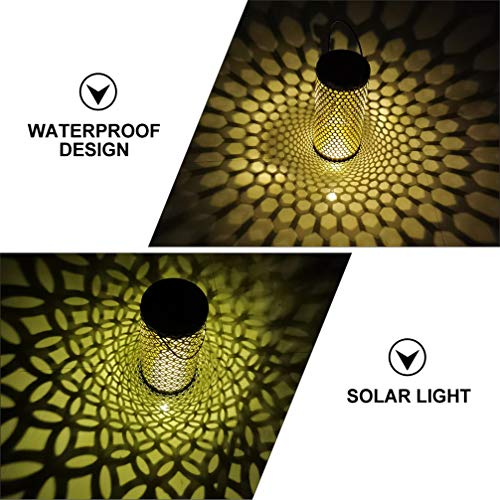 Hemoton Lanterna Movida a Energia Solar Lanterna Suspensa de Ferro Luzes Ocas Ao Ar Livre Luz Noturn