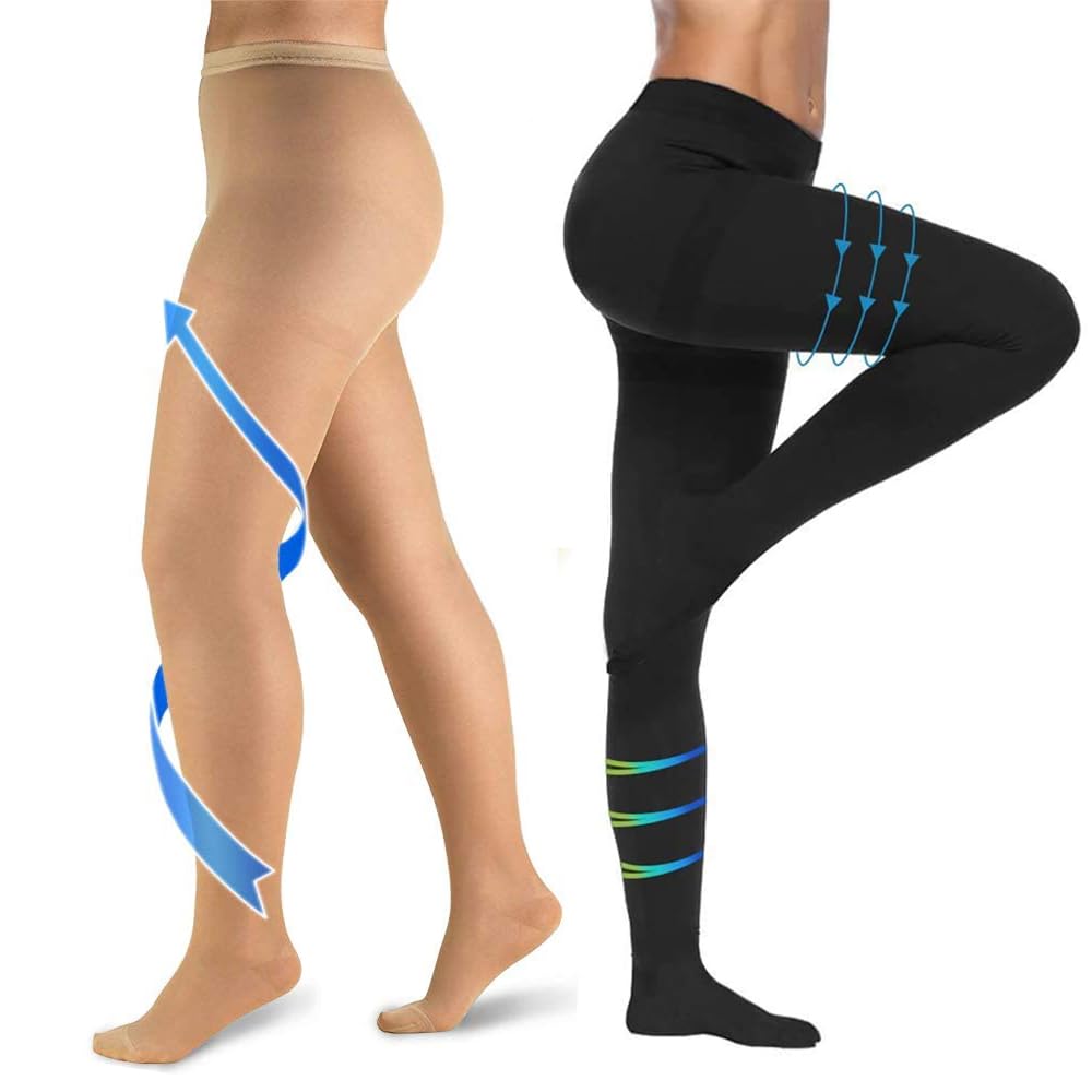 Medias de compresión para mujer de 20 a 30 mmHg, con punta cerrada, opacas hasta la cintura, para venas varicosas y TVP, de compresión graduada, para profesoras, 2 pares S