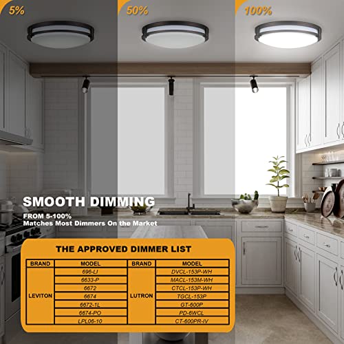 Flynix 12.5 Inch Led Flush Mount Ceiling Light Fixture, 26W, Super Bright 1700 Lumens, 3 Color 3000K/4000K/5000K, Oil Rubbed Bronze Dimmable Ceiling Lamp For Bedroom Hallway Bathroom Kitchen Laundry #TOP3
