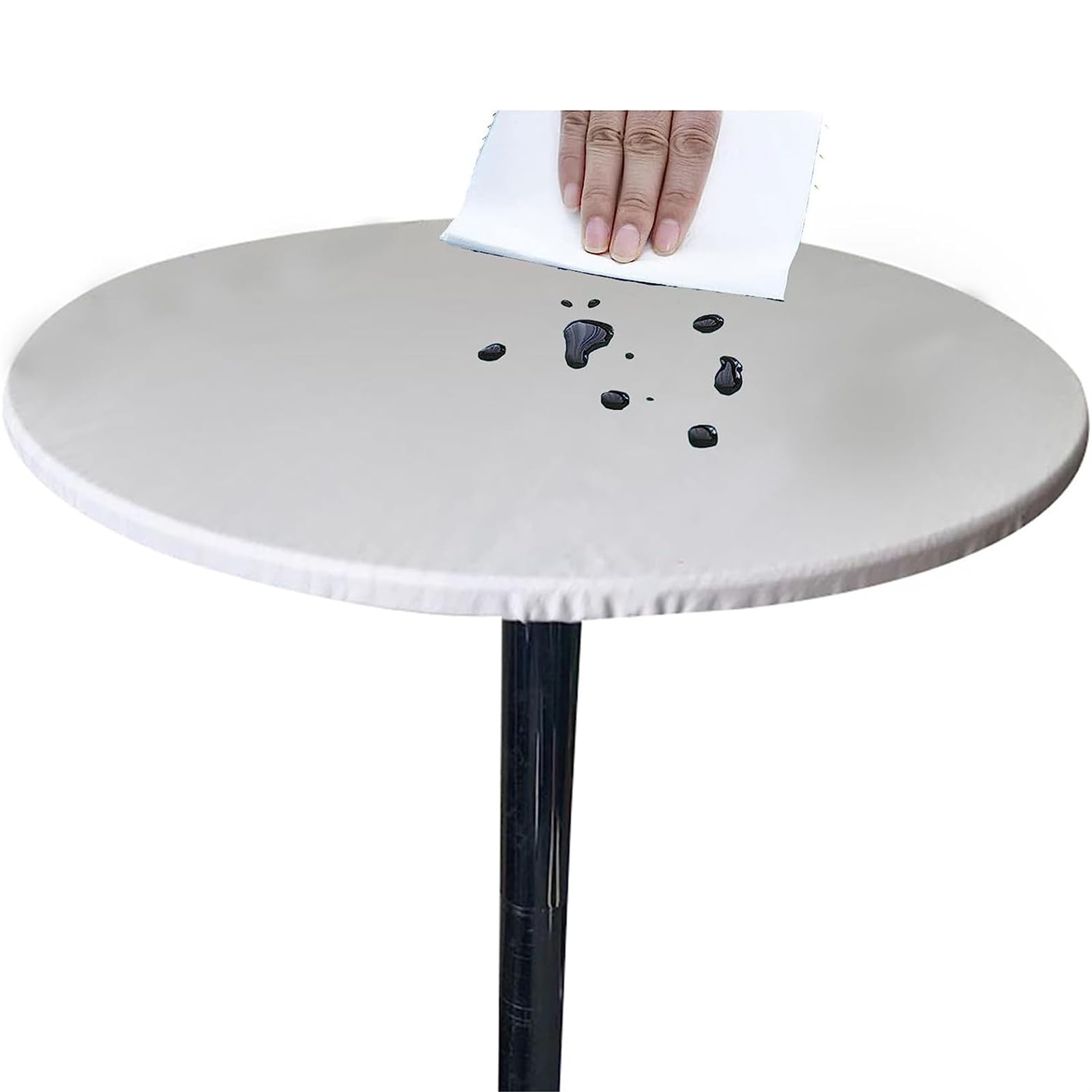 NNSMUN Round Table Cloth Waterproof Wipeable- Elastic Edged Vinyl Round Fitted Tablecloth,Indoor Outdoor Patio Elastic Edged Vinyl Tablecloth Dining Table Cover ProtectorV (White,120cm (Round table))