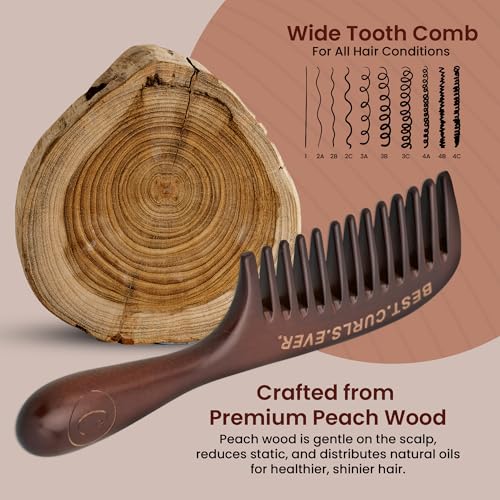 Peine para cabello rizado Controlled Chaos de madera durazno miniatura 3