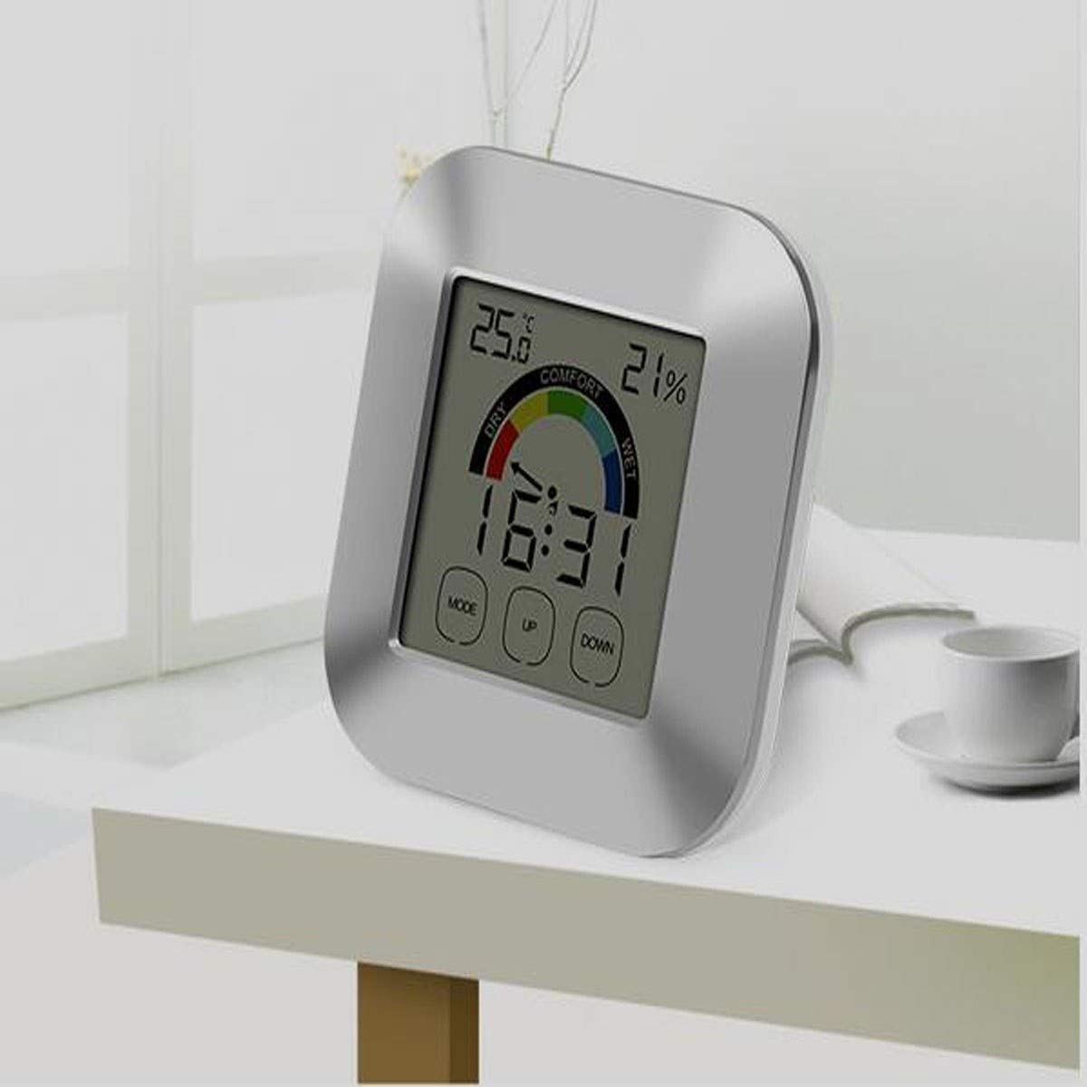 XINGYU Tryb ekranu dotykowego wewnętrznego higrometru elektroniczny świecący suchy higrometr precyzyjny zegar higrometr temperatury i wilgotności Bardzo przydatne narzędzia gospodarstwa domowego