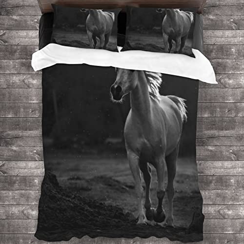 Bobury Horse Bed Linen 135 x 200 cm Soft Bed Linen Horses Girls Children's Bed Linen Microfibre (6.200 x 220 cm + 80 x 80 cm)