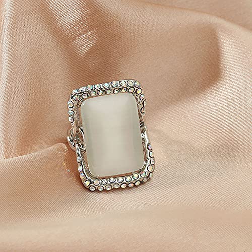Retro Big Rectangle Statement Ring for Women Girls Silver Plated Cubic Zirconia Geometric Band Rings Comfort Fit CZ Engagement Wedding Mother's Day Christmas Holiday Prom Jewelry Gifts for Mom Lover4