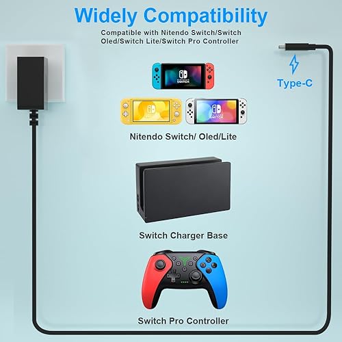 Miniatura 2 de Fast Charger for Nintendo Switch, USB C Type C Power Adapter Compatible with Nintendo SwitchLite OLEDDock, 15V2.6A Supports TV Mode and Dock Station1