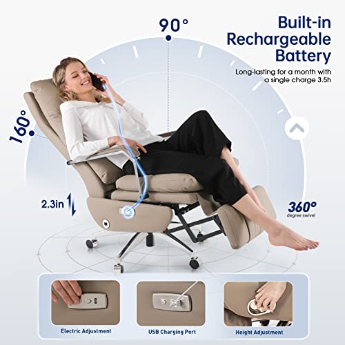 Emiah Ergonomic Executive Office Chair Big And Tall Reclining Office Chair With Footrest And Lumbar Support Computer Rolling Desk Chair Electric High Back Comfortable Chair For Heavy People #TOP3