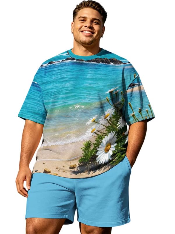 Conjunto de dos piezas para hombre: evita el calor con ropa estampada ligera de manga corta
