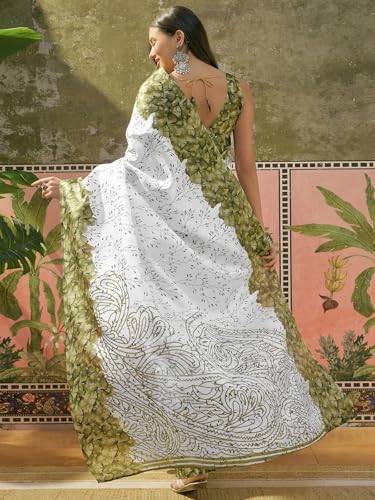 Image of SIRIL Women's Cotton Printed Saree With Unstitched Blouse Piece