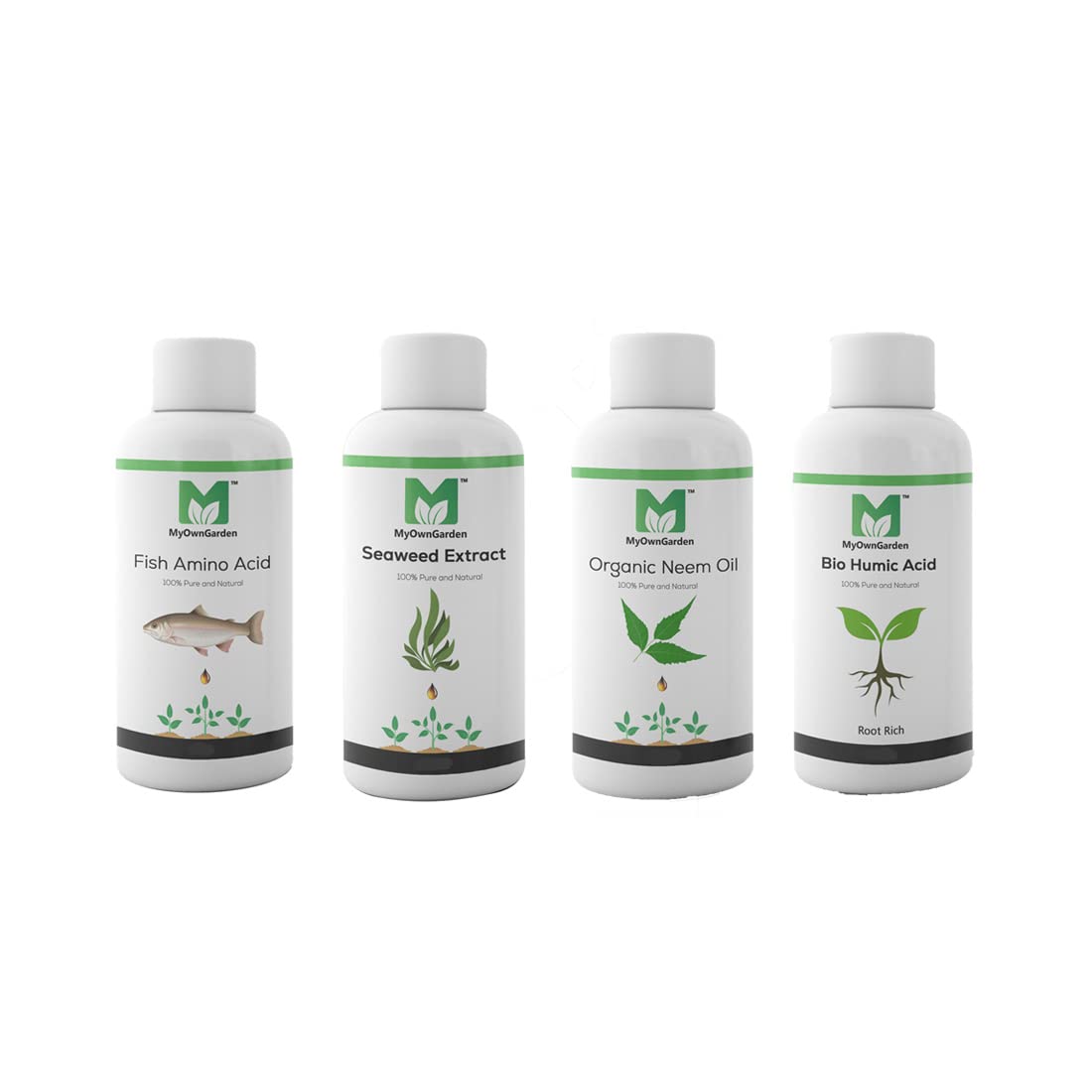 MyOwnGarden Seaweed Extract Fertilizer 100ml, Bio Humic Acid 100ml, Fish Amino Acid 100ml, Organic Neem Oil 100ml for Plants - Natural Bio Combo Fertilizers for Plants (B0B3VPSJN9) Amazon Price History, Amazon Price Tracker