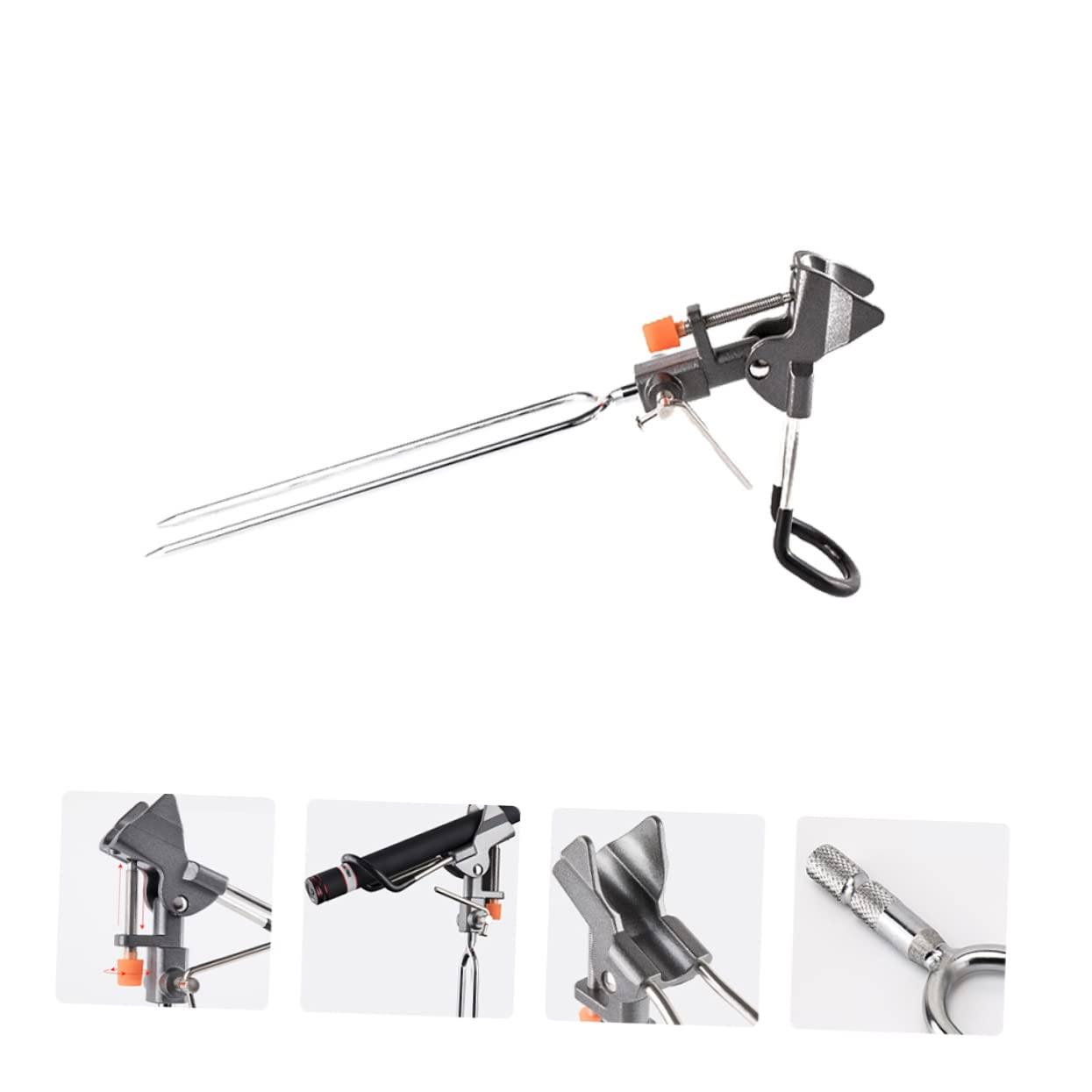 WOONEKY Support de Canne à Pêche au Sol en Alliage D’Aluminium et Acier Inoxydable, Réglage Précis, Protège la Canne, Pliable Pêche