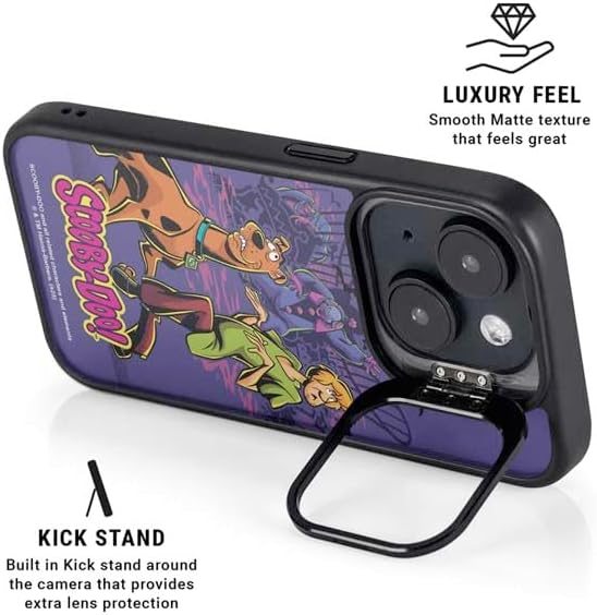 Skinit Kickstand Phone Case Compatible with iPhone 16 - Officially Licensed Scooby-Doo Shaggy and Ghost Clown Design