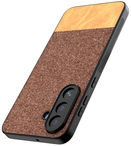 Image of Kapa Soft Fabric & Leather Hybrid Protective Back Cover for Samsung Galaxy M36 / F36 5G | Shockproof Slim Hard Anti Slip Back Case (Brown)
