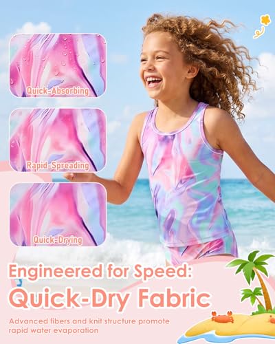 Image of Century Star Girls Tankini Swimsuit UPF 50+ Racerback Bathing Suit for Teen Girls 2 Piece Swimsuit Summer Beach Swimwear