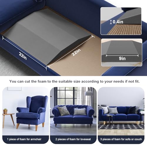 Image of Couch Cushion Support for Sagging Seat - 22 inch x 22 inch High-Density Trapezoid 35D Foam Sofa Cushion Supports, Couch Supporter for Under The Cushions, Grey Set of 2