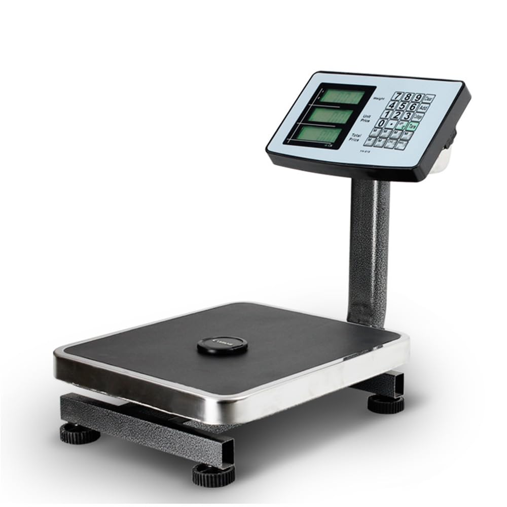 Balanza Digital Comercial de la computación de 60kg con la calculadora exacta del Precio de LB/KG desplazable de Alta definición Plegable para Pesar, 30 * 34 * 41cm