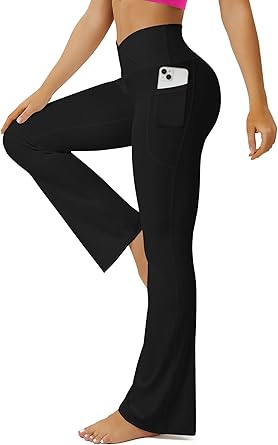 Yoga Pants Women, Flare Leggings for Women with Pockets Crossover High Waisted Bootcut Yoga Pants