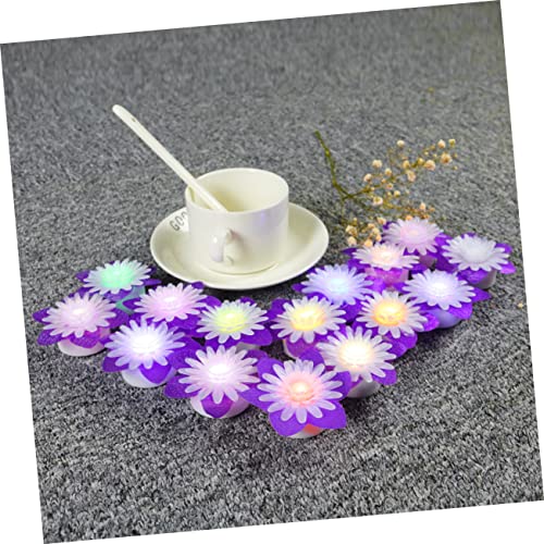 Velas de té de flores artificiales moradas para regalar en aniversarios 2