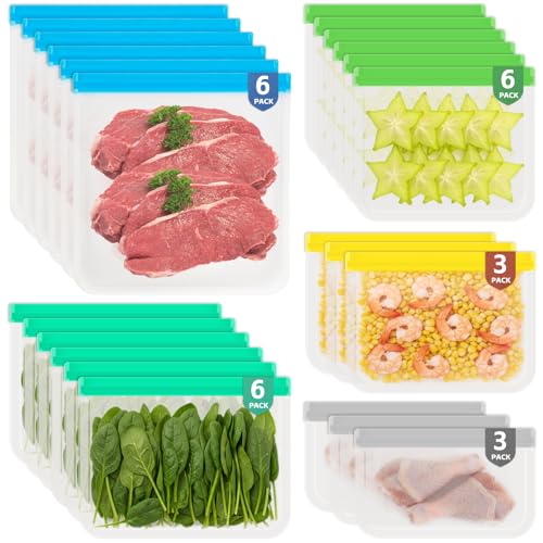 24 Pack Reusable PEVA Food Storage Bags