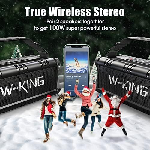 W-KING Bluetooth Speaker, 50W Speakers Wireless Bluetooth 5.0 With Deep Bass, IPX6 Waterproof Loud Bluetooth Speaker With 40H Playback/Two Portable Speakers Pairing/TF Card/EQ/NFC for Outdoor Party