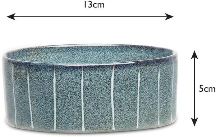 Scruffs Ceramic Heavy Duty Reactive Glaze Pet Bowls - 2pc Set - Grey Pinstripe - 13cm 5 514OY5r6dTL. AC SL1000