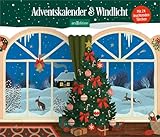  Windlicht-Adventskalender Lichterglanz: Dekorativer Adventskalender zum Aufstellen mit 24 transparenten Türchen  Zum Aufstellen in winterlicher Optik, auch als Weihnachtsdeko geeignet