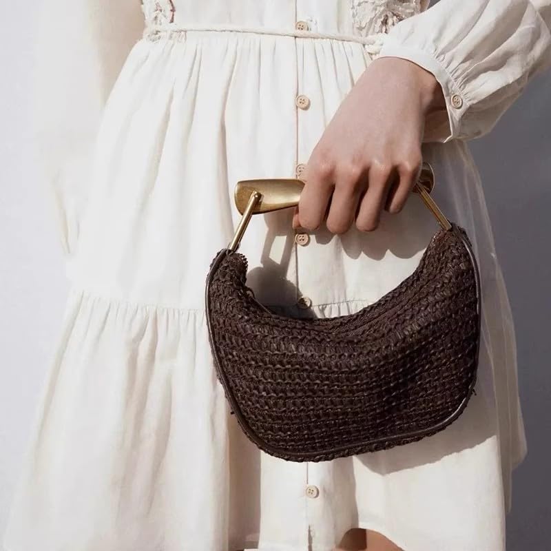 SKYK Straw Crossbody Bags for Women Summer Mini Satchel Handbags Top Handle Purse Woven Shoulder Bag - Image 2