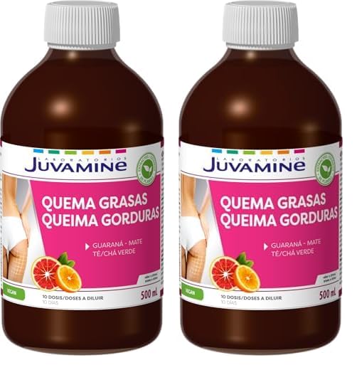JUVAMINE - Botella Quema Grasas - Ayuda al Control de Peso - Guaraná - Maté - Té Verde - Sabor a Cítricos - Programa Intensivo de 10 Días con Plantas - 500mL (Paquete de 2)