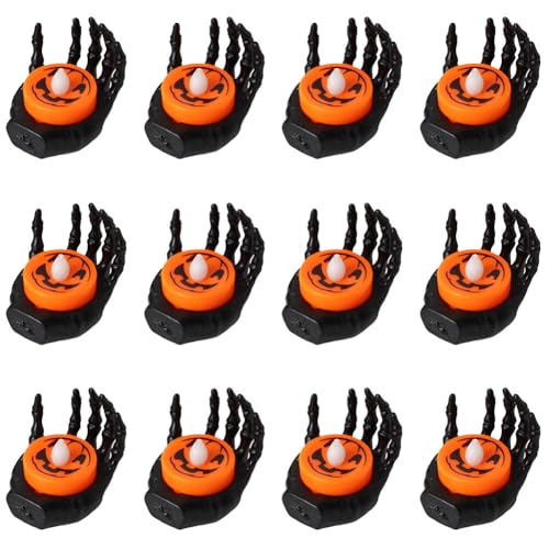 Zcargel Halloween Candle Lantern 12PCS Halloween Hand Candle Lamp Palm Tree Shaped Candle Lamp Bone Hand Night Lamp Skeleton Table Lamp for Office Bedroom
