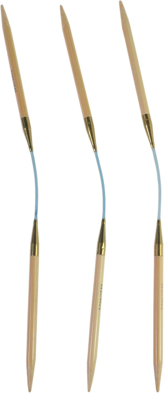 skacel by addi Flexiflips Double Pointed Knitting Needles, 9.5 Inch (24 cm) Bamboo Tips with Flexible Nylon Cord, 3.5 mm (US Size 4)