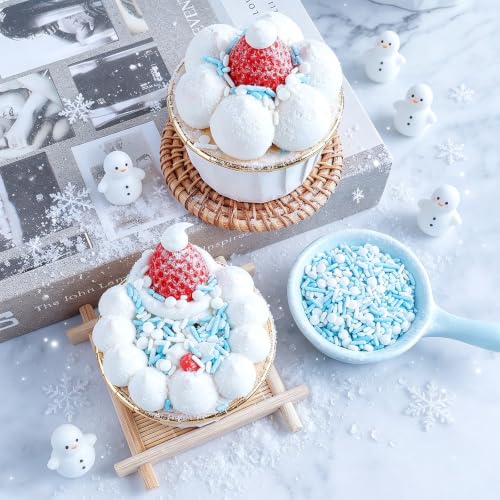 Image of Blue Sprinkles, Blue White Winter Sprinkle with Nonpareils Jimmies Confetti | Edible Cake Decorations for Baking, Ice Cream, Cookies, Cupcakes, Baby Shower Gender Reveal Frozen Birthday Party Supplies