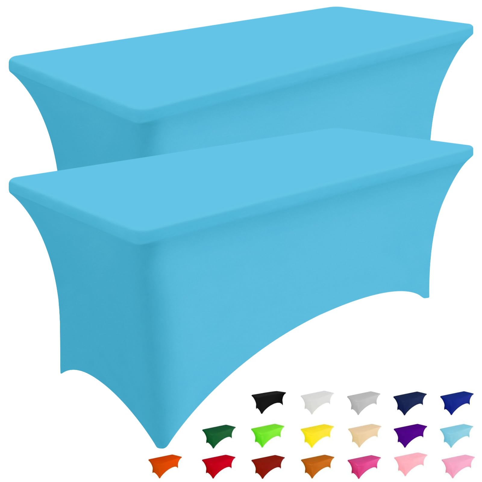 Smiry 2 Pack Spandex Table Cloth 6FT, Elastic Fitted Stretch Tablecloths for Rectangle Tables, Washable Table Cover for Outdoor, Wedding, Banquet & Parties (Blue Mist, 72Lx30Wx30H Inch)