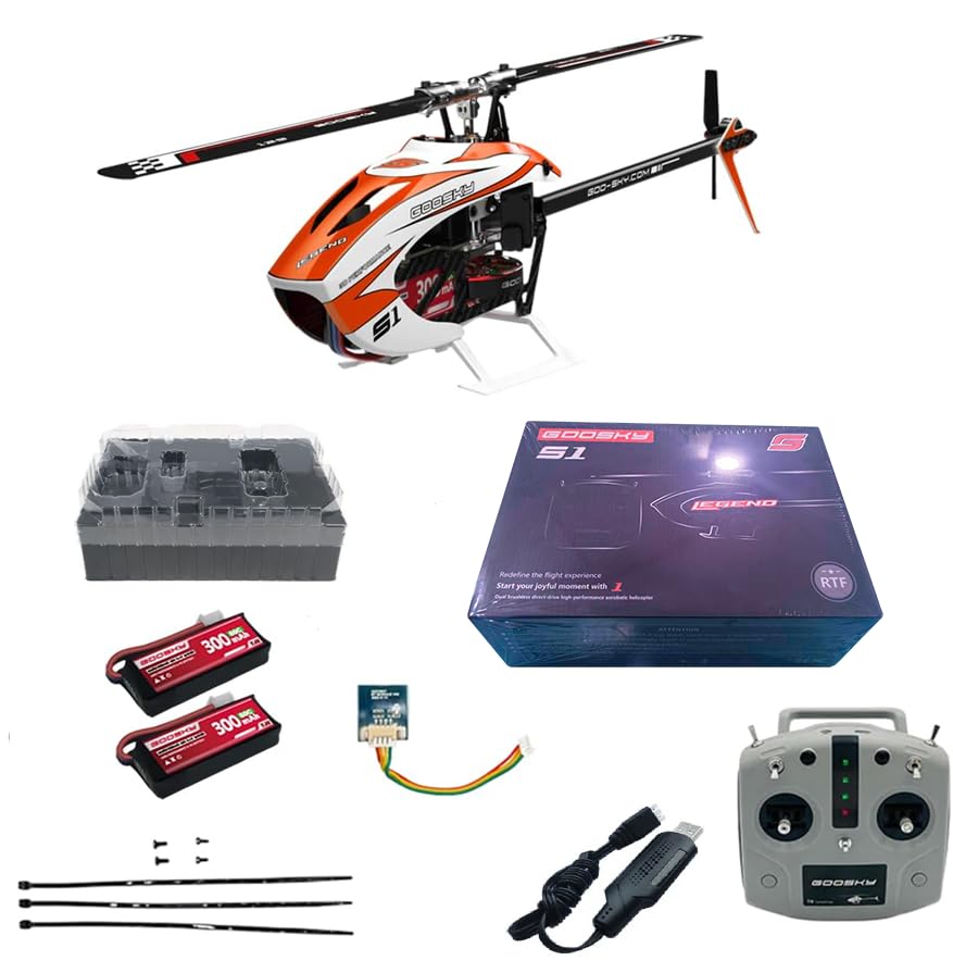 Helidirect Goosky Legend S1 Electric RC Helicopter for Adults & Beginners – 3D Dual Brushless Direct-Drive Micro GPS RC Helicopter Indoor Mode 2 Remote, Toy Remote (Orange - RTF)