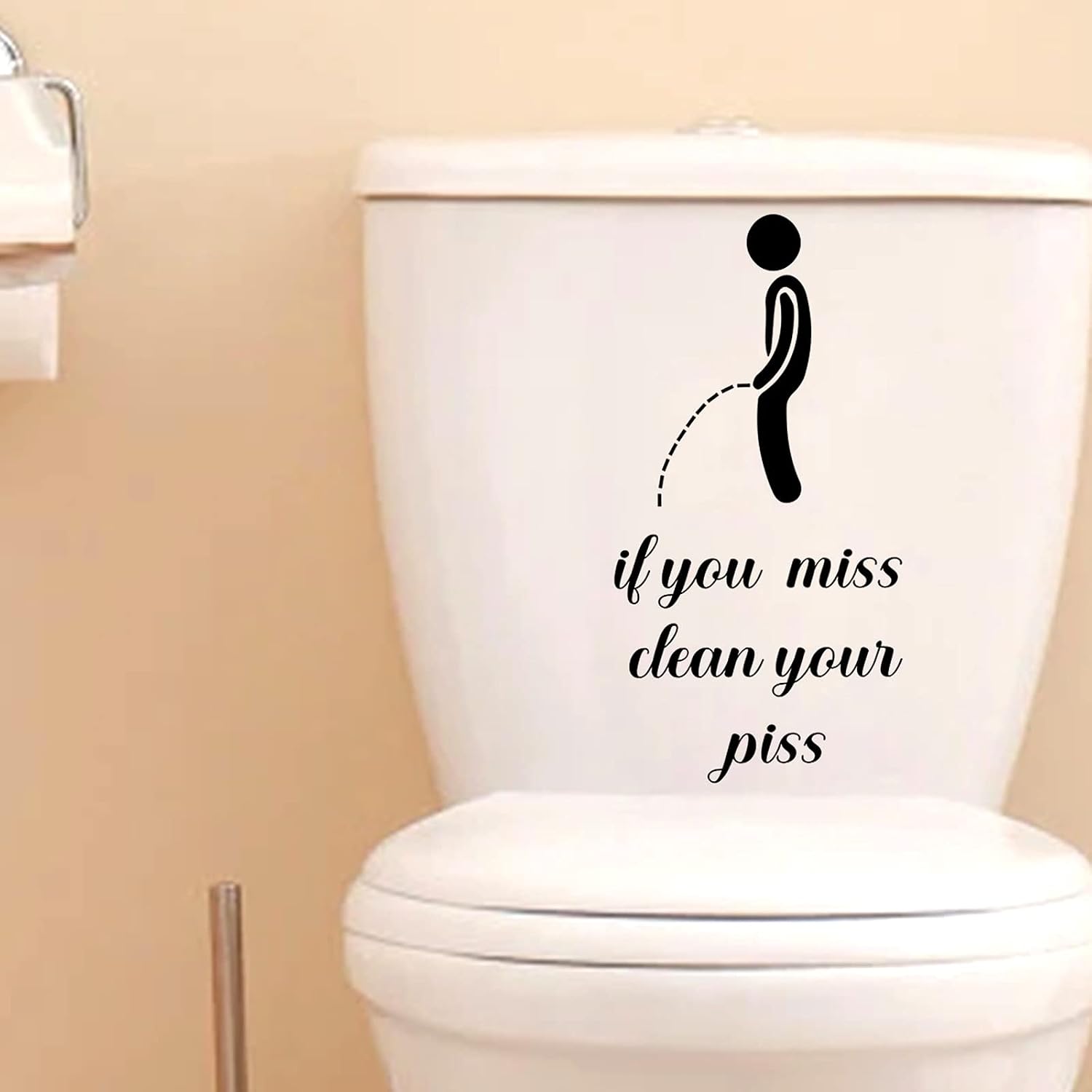 Logo Villain Toilet Stickers, Clean Your Piss Funny Decals, Waterproof Vinyl Wall Art Sign Decor, Removable Toilet Seat Quote Murals for Toilet WC Restroom Door Seat Bathroom Decoration