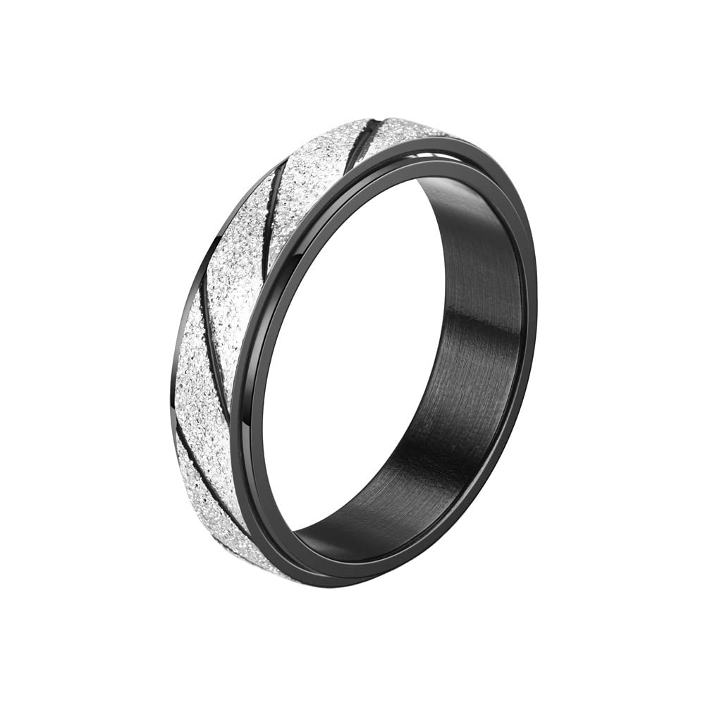 PAURO Women's Men's 2mm/4mm/6mm/8mm Sandblast Finish Lucky Worry Ring Band