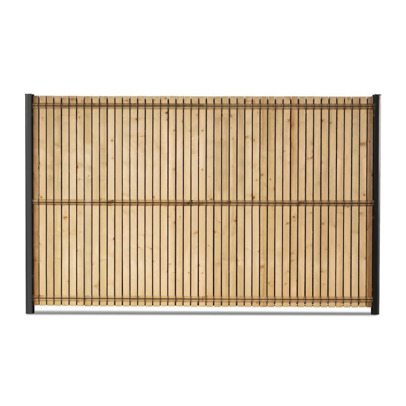 Easy Clôture Kit occultation lamelles bois pin pour panneau rigide maille 55 H 1m73 L 2m50 ep 8mm - Pour Clôture jardin Brise-vue
