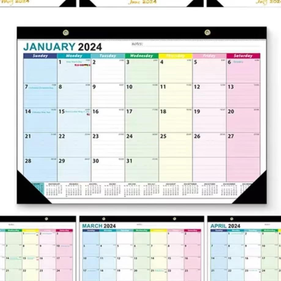 Amoilly Wall Calendar, Personal Organizor From Jan. 2024- Jun. 2025, 18 Month Desk Calendar, Free Stickers, Planner For Stendent, School, Office, Teacher (Euro-1pc)