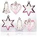 Produktbild com-four® 6-teiliges Set Christbaumschmuck - Christbaumkugeln in verschiedenen Formen - Glocke, Herz und Stern zum Anhängen am Weihnachtsbaum (rosa/silberfarben)