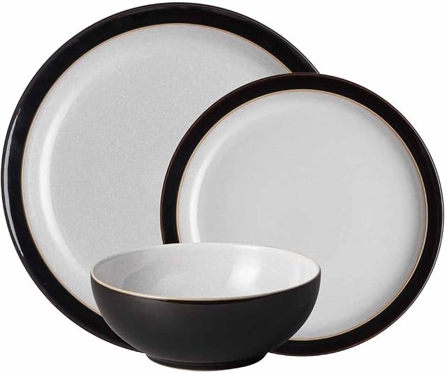 Denby 406048781 Elements 12 Piece Dinner Set, Black