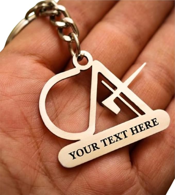 AbbZone Personalized Stainless Steel CA's Symbol Keychain with Name engraved on it | Professional Keyring for Chartered Accountants | Silver | CA's Keychain-image-2
