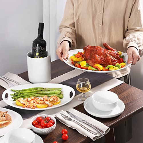 Buyajuju Porcelain Serving Platter with Handles, 14" serving dishes for entertaining, Oval Serving tray for Salad, Stew, Fruits and Pasta, Set of 2, White by Buyajuju - Image 5