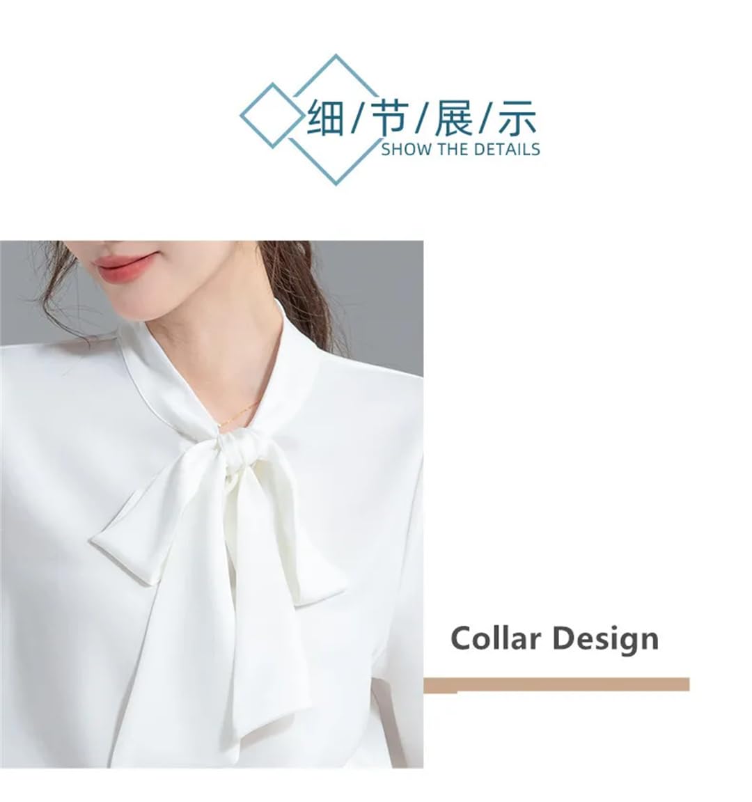Blusas de oficina para mujer, con lazo, de manga larga, estilo coreano, holgadas