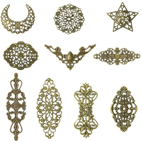 Breloques étoiles creuses lune en métal ciselé pour des bijoux d'exception