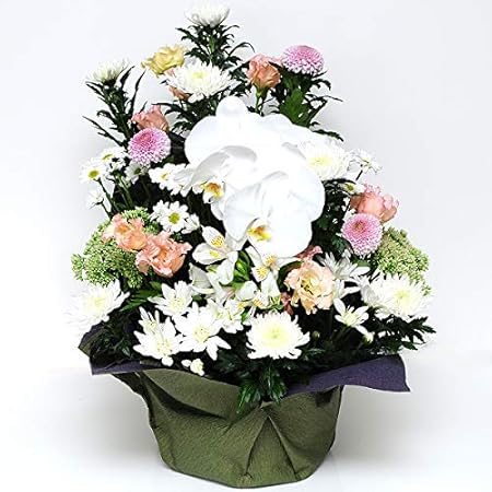 Amazon 花工房フラワーギフト お供え 仏花 蘭 お供え アレンジメント サイズで選べる 色合いで選べる エーデルワイス 花工房 2lサイズ おまかせ 造花 オンライン通販